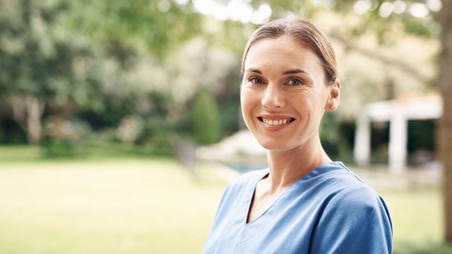 Wellbeing initiatives for key workers nurse smiling